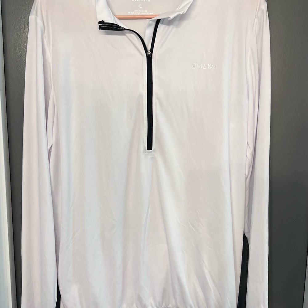 Bikewa White Long Sleeve Quarter-Zip Pullover men’s size Large